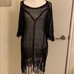 L Space M black fringed Swim cover up